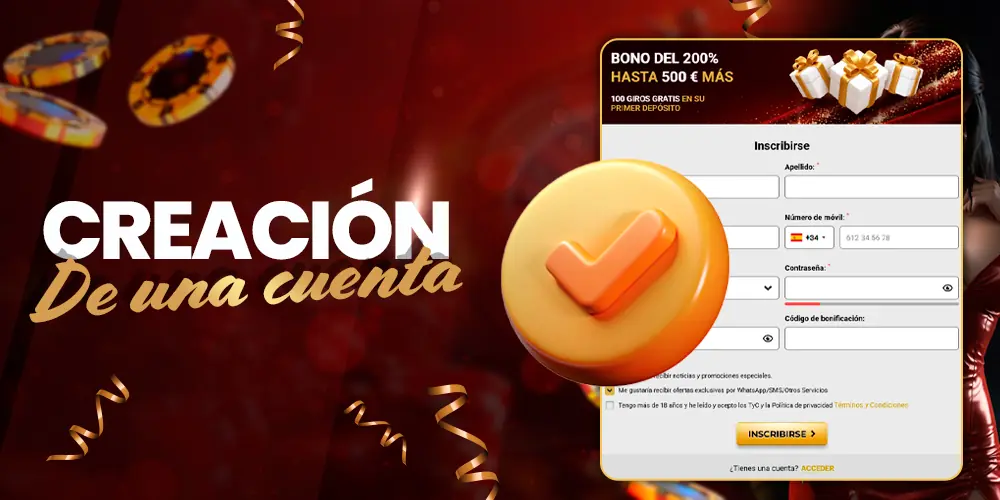Registro sencillo de la cuenta.